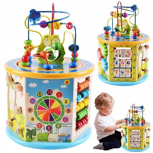2 x SORTER STAVEBNICE DŘEVĚNÁ SKLÁDAČKA PRO DÍTĚ interaktivní kreativní 12