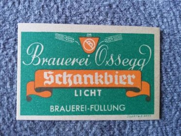 Pivní etiketa Brauerei OSSEGG - Schankbier licht - Pivní etikety