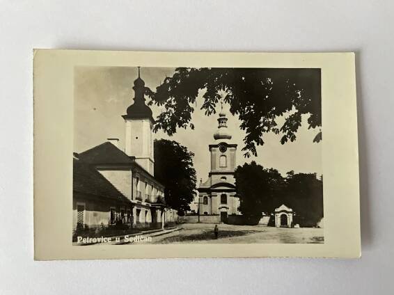 Pohlednice místopis Petrovice u Sedlčan - kostel, okres Příbram | Aukro