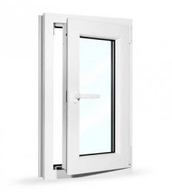 Plastové okno jednokřídlé 50x80 cm (500x800 mm), bílé, otevíravé i sklopné, PRAVÉ - otevřené