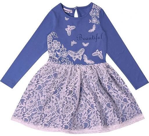 Winkiki Kids Wear Dívčí šaty Beautiful - modrá/bílá