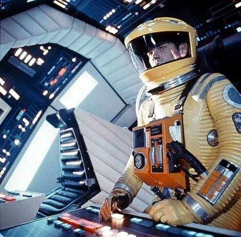 Gary Lockwood controls the space station in a scene from the film '2001: A Space Odyssey', 1968