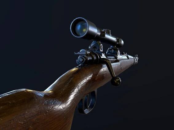 Mauser 98k WW2 german Rifle Kar98k PBR Low-poly 3D model_7