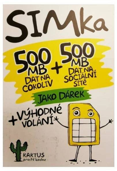 SIM karta KAKTUS 100 Kč + 1 GB  + 20+1 ZDARMA!