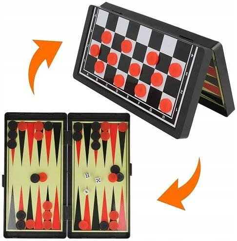 Magnetické cestovní šachy 3v1 Dáma Backgammon