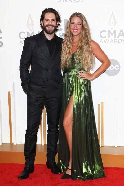 These Two! Thomas Rhett and Wife Lauren Akins Grin at 2022 CMAs 2022