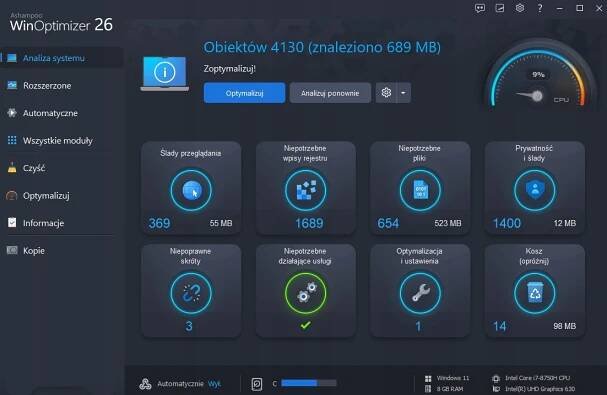 Optimalizátor Windows WinOptimizer 26 Ashampoo Verze produktu elektronický (aktivační kód)