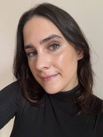 marie claire editor wearing makeup by marios softsculpt bronzing serum