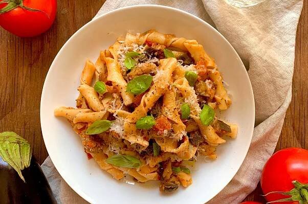 Spicy Eggplant and Sausage Pasta Recipe