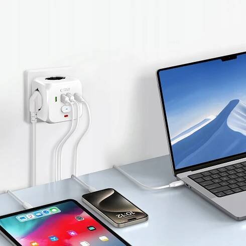 Zásuvková lišta, kostka 3x AC Schuko USB-A USB-C do zásuvky Tech-Protect Značka Tech-protect