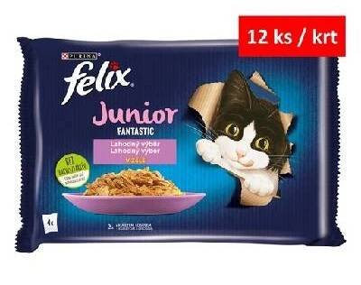 Felix Fantastic Junior Multipack s kuřetem a lososem v želé 4 x 85 g