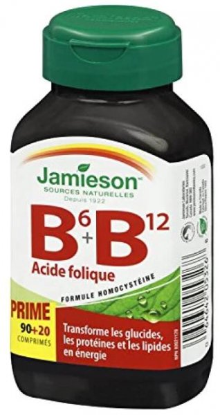 Doplněk stravy Vitamíny B6 a B12+kyselina listová Jamieson levně | Kupi.cz