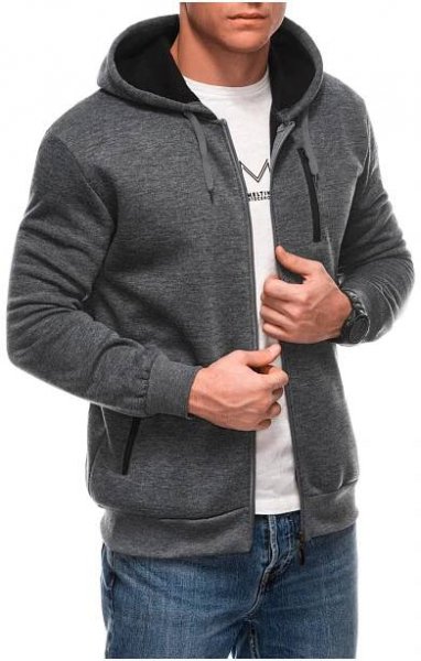 OTHER Stylová šedá mikina s kapucí B1704