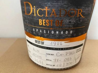 Dictador 1977 Best Of Apasionado Batch 77-093 láhev 29/300 45,5% | Rums.cz