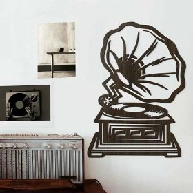 DUBLEZ | Dřevěný vintage obraz - Gramofon