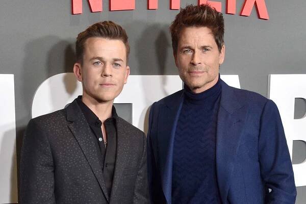 John Owen Lowe and Rob Lowe attend the Los Angeles premiere of Netflix's 