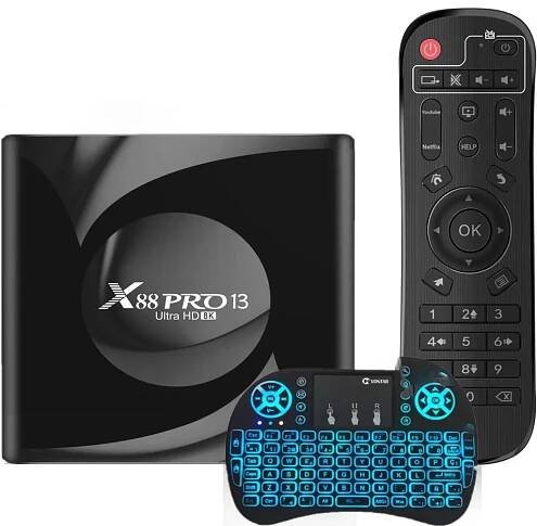 Obrázek produktu pro Farrot Smart TV Box Android 13.0 Quad Core 2GB 16GB, 64-bit 8K WiFi 6 2.4G/5.8G BT5.0 HDR10+ 3D USB3.0, s mini bezdrátovou klávesnicí