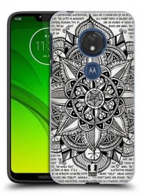 Pouzdro na mobil Motorola Moto G7 Play vzor Indie Mandala slunce barevná ČERNÁ A BÍLÁ MAPA