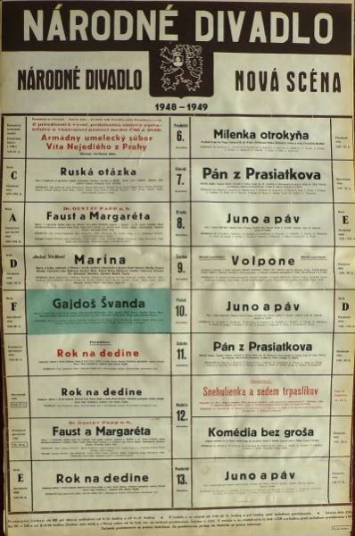 History posters 1948/1949 | Slovenské národné divadlo