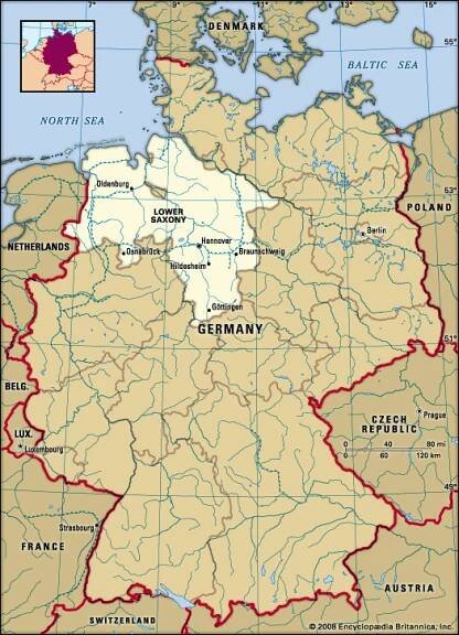 Lower Saxony, Germany locator map
