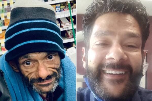 "Mighty Ducks" star Shaun Weiss before (L) and after getting sober