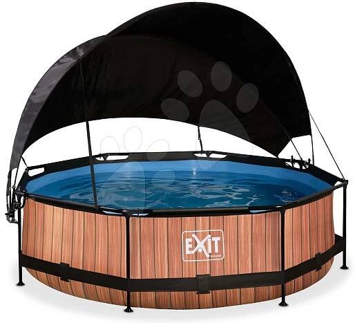 Exit Toys Frame s kartušovou filtrací a přístřeškem 300 x 76cm Dřevo