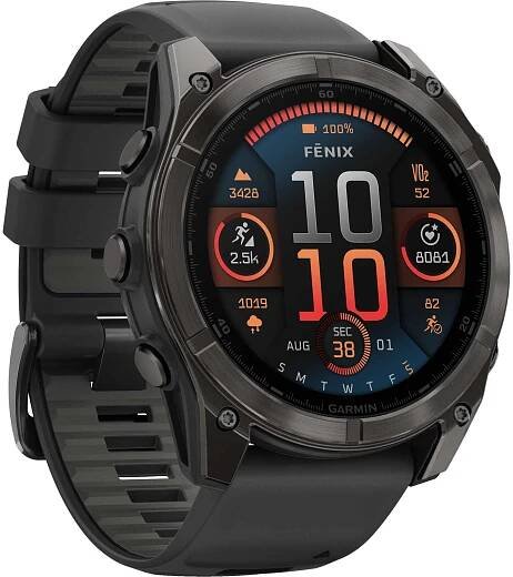 Garmin fenix 8 AMOLED Sapphire GPS Smartwatch - 51mm - Schwarz/Carbongrau DLC Titan
