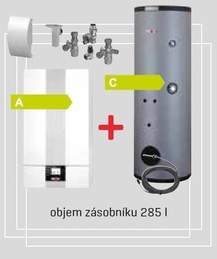 Kotel WOLF CGB-2 20 plynový kondenzační kotel se zásobníkem SEM-2 300, zobrazovacím modulem AM s vnějším snímačem a připojovací sadou