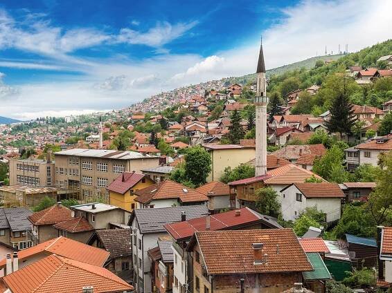 Pohled na hlavní město Bosny a Hercegoviny Sarajevo