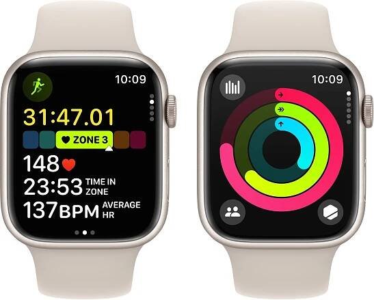 Apple Watch Series 9 45mm Hvězdně bílý hliník s hvězdně bílým sportovním řemínkem - M/L