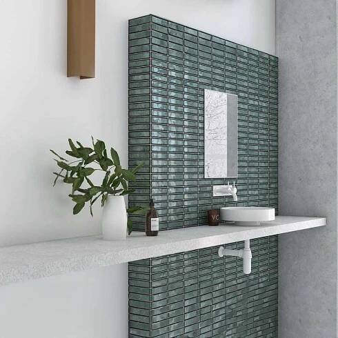OBKLAD EL BARCO DOMINO VERDE GREEN GLOSSY 15X30 | NX09596