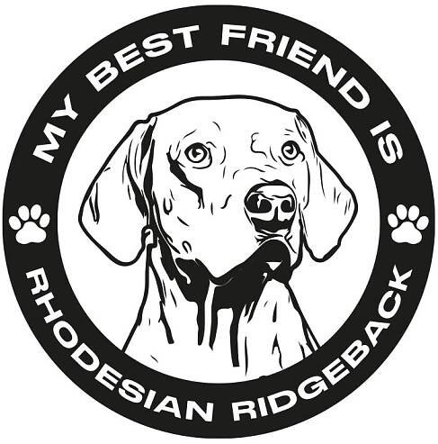 Biely keramický hrnček s potlačou plemena Rhodéský ridgeback