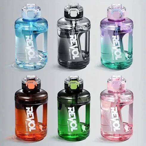 MEGA Velká láhev na vodu s brčkem - kanystr - 1600 ml - 6 barev
