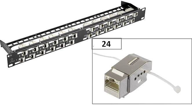 Renkforce KSV10 24 portů síťový patch panel 483 mm (19") CAT 6 1 U osazený