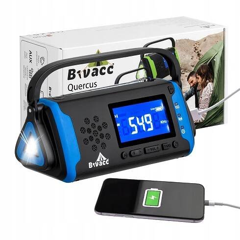 Reproduktor s rádiem Radiopřijímač Bivacc Quercus Bluetooth LED svítilna 50h/40