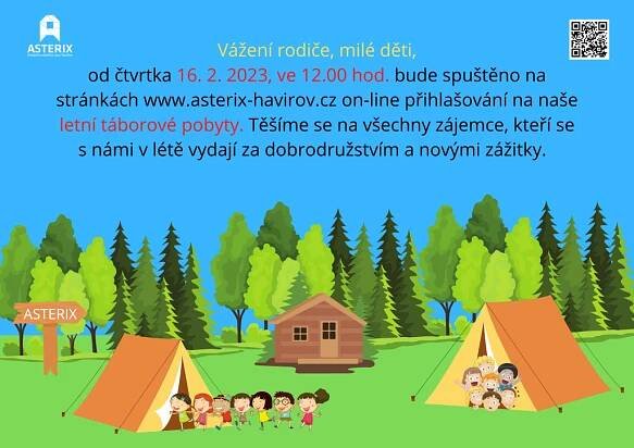 On-line přihlašování na pobytové tábory 2023.