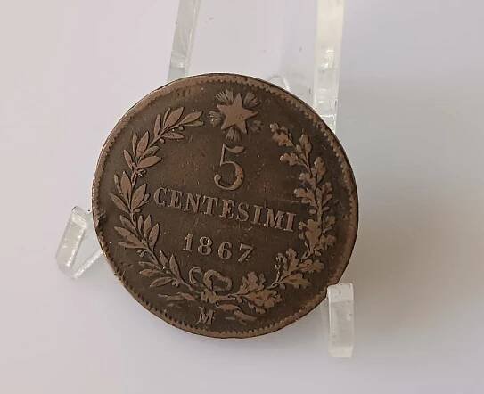 Itálie 5 centesimi 1867 - mincovna Milán - (R4) - Numismatika