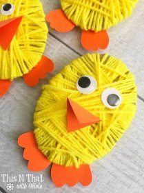 Chick Yarn Craft Easter Activities, Easter Ideas, Moms Crafts, Yarn Crafts