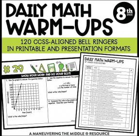 Daily Math Warm-Ups 8th Grade CCSS