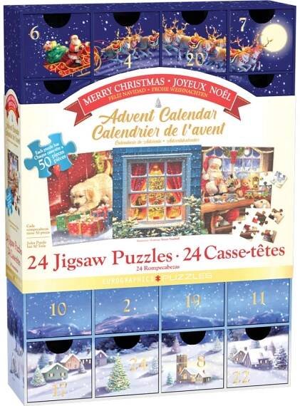 EUROGRAPHICS Puzzle Adventní kalendář: Veselé Vánoce 24x50 dílků