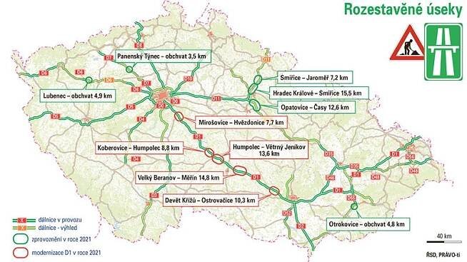 V Česku letos přibude téměř 50 km nových dálnic