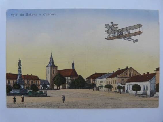 BAKOV NAD JIZEROU  - LETADLO - NEPROŠLÁ - Pohlednice místopis