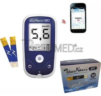 SD Gluco Navii NFC glukometr Kompletní SET +proužky 50 ks + odb.pero + jehely 10 ks od 792 Kč - Heureka.cz