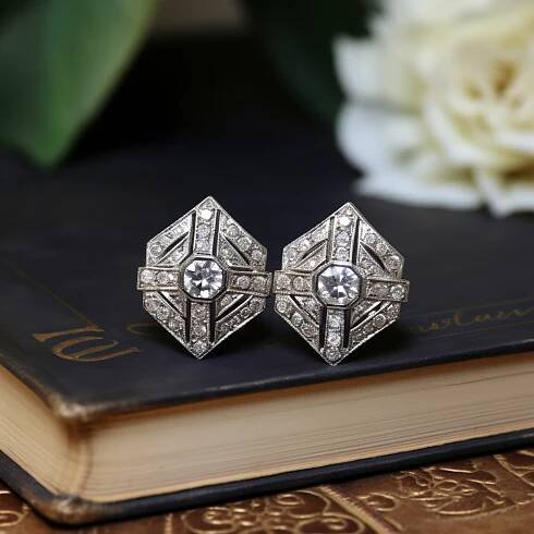 Art Deco diamond stud earrings