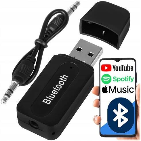 ADAPTÉR VYSÍLAČ FM BLUETOOTH PŘIJÍMAČ ZVUKU USB + AUX MINI-JACK
