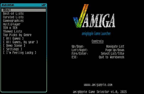 AMIGA amigApple Game Selector Exclusive New OS for A1200-3000-4000-CD32 for KS 3.0-3.1-3.2, Amiga Games tiny launcher