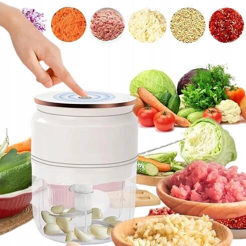 UNIVERZÁLNÍ ELEKTRICKÝ KRÁJEČ NA ČESNEK A ZELENINY CIBULE A ČESNEK 300 ML