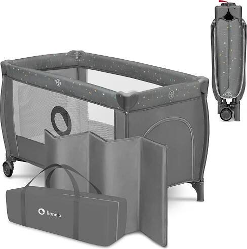 Lionelo Cestovní postýlka Stefi Plus Grey Multicolor