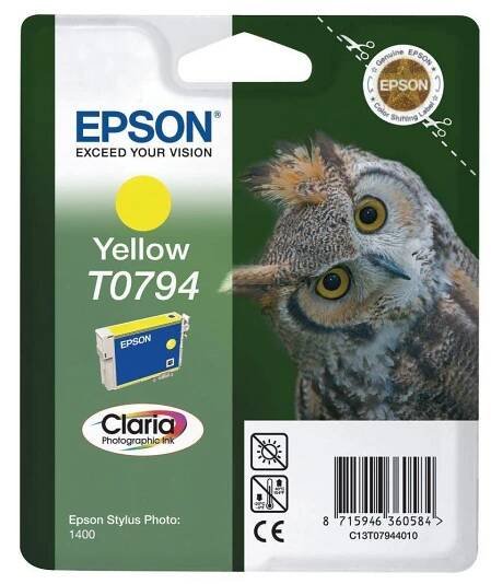 Inkoustová náplň Epson T0794, 11ml originální - žlutá