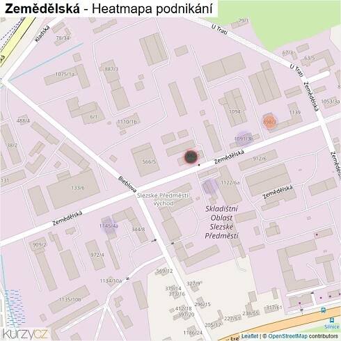 Mapa Zemědělská - Firmy v ulici.